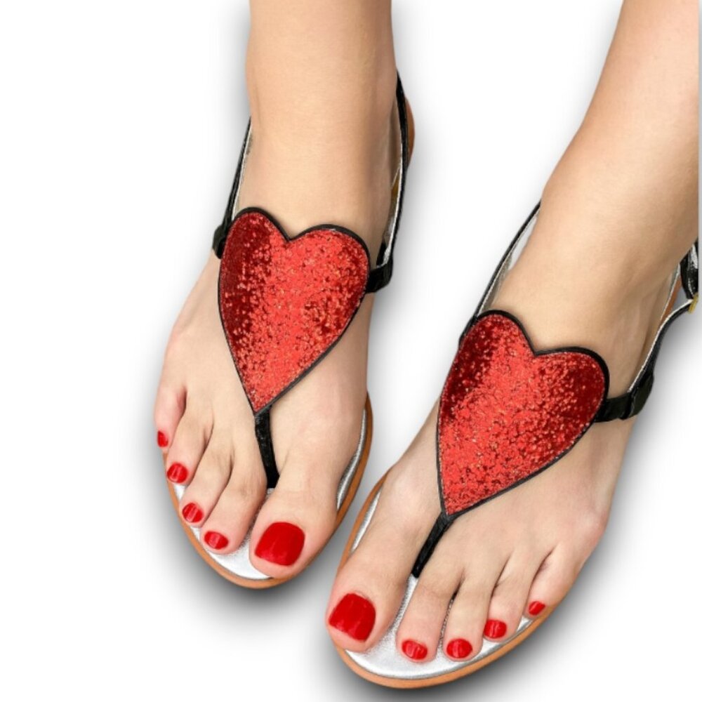 MODERN VICE Glitter Heart Thong Sandals